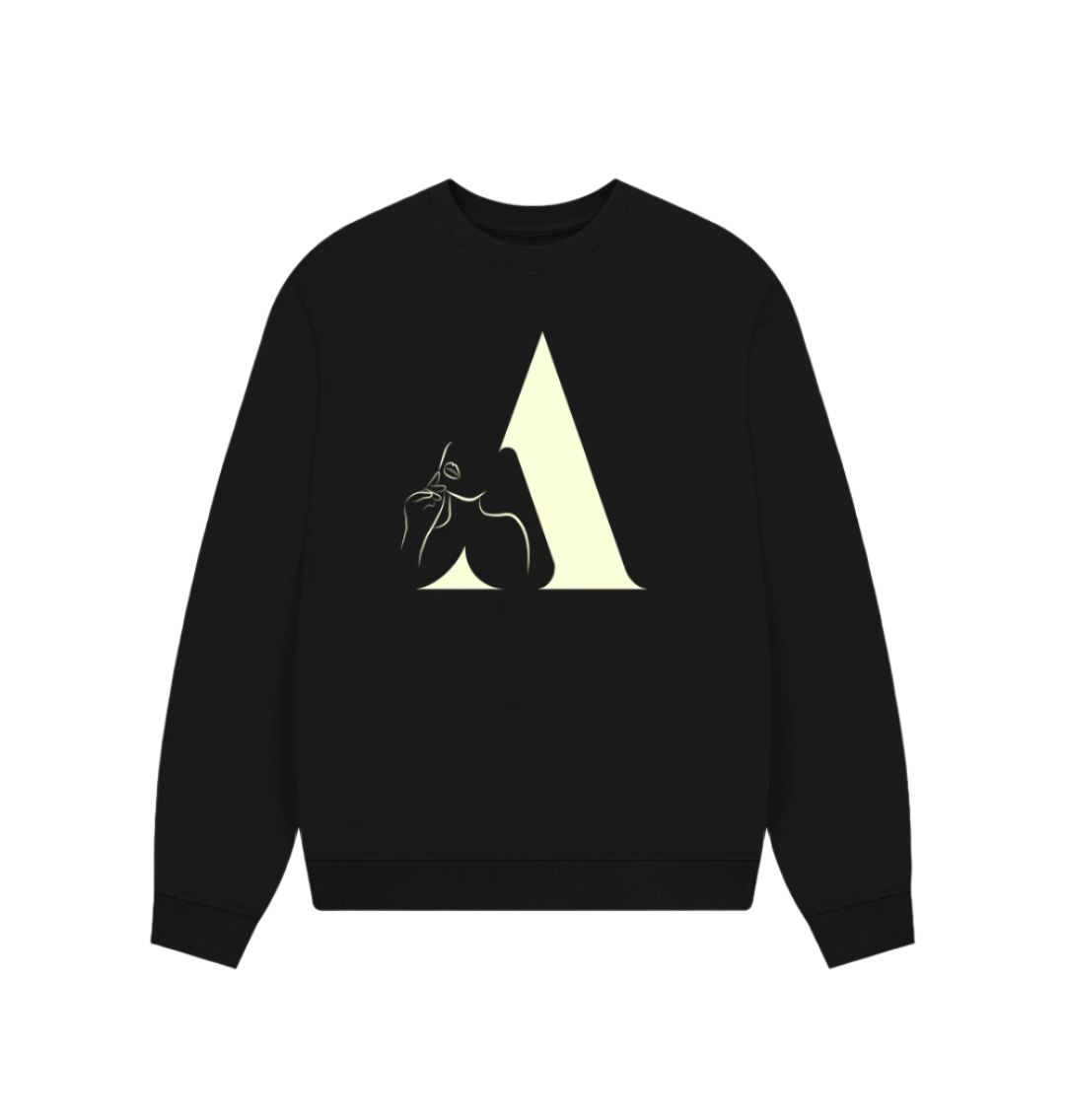 Black Women's Oversized Jumper | 100% GOTS Certified Organic Cotton - WOJ_004