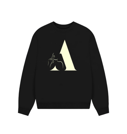 Black Women's Oversized Jumper | 100% GOTS Certified Organic Cotton - WOJ_004