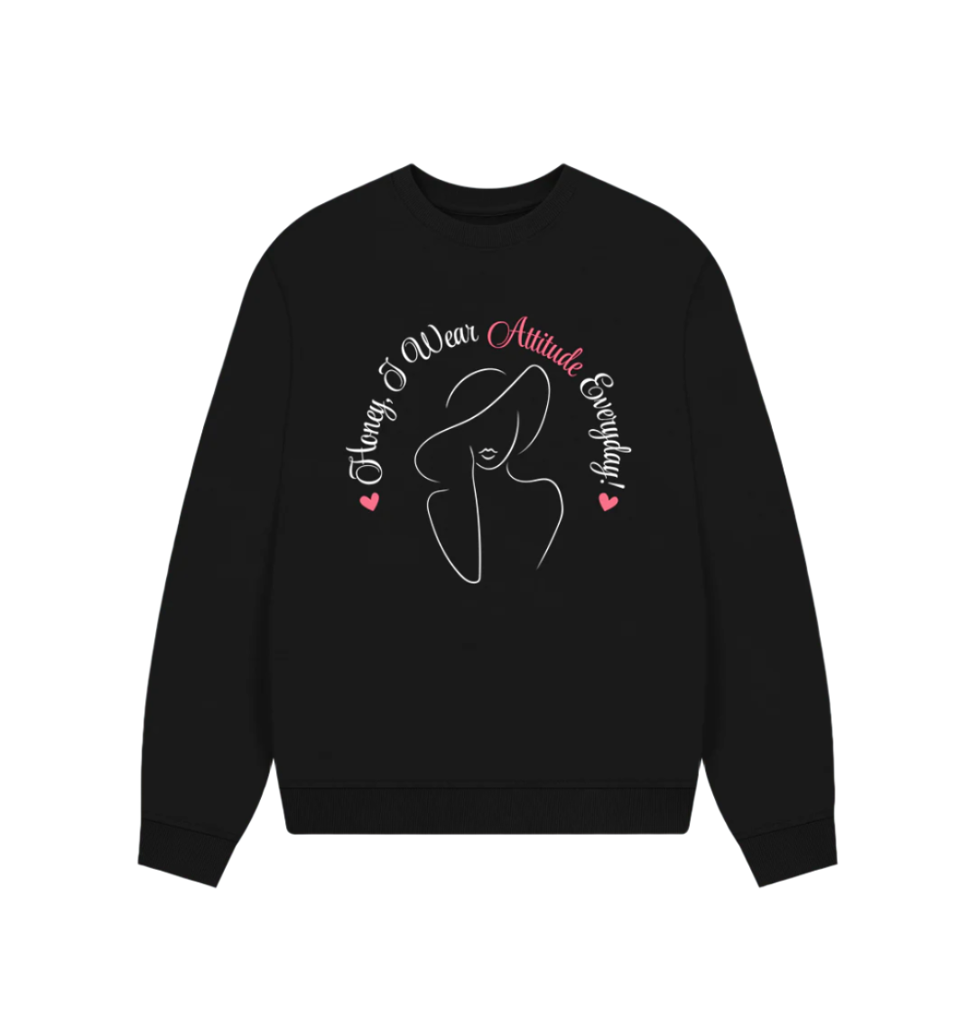 Black Women's Oversized Jumper | 100% GOTS Certified Organic Cotton - WOJ_002