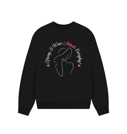 Black Women's Oversized Jumper | 100% GOTS Certified Organic Cotton - WOJ_002